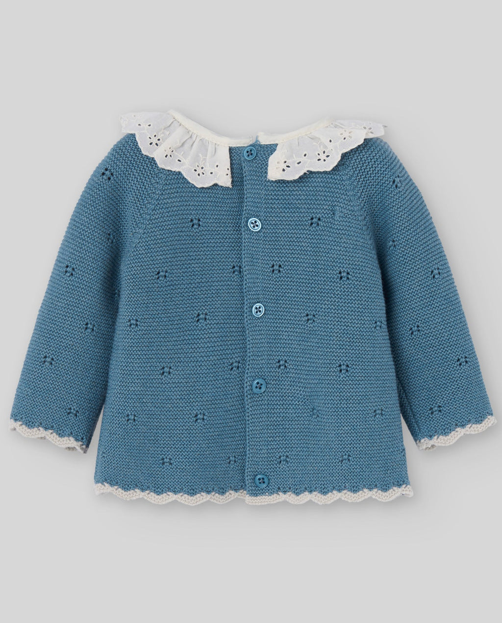 MAGLIA IN LANA BLU CON MERLETTO PAZ RODRIGUEZ - Angel Luxury