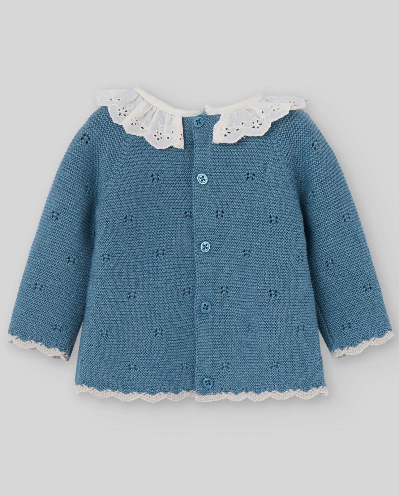 MAGLIA IN LANA BLU CON MERLETTO PAZ RODRIGUEZ - Angel Luxury