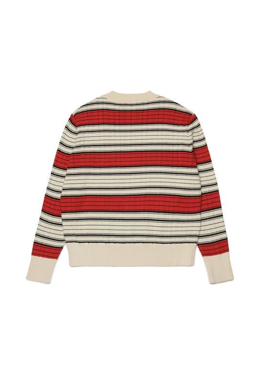 MAGLIONE A RIGHE PANNA/ROSSO CON LOGO RICAMATO SUL PETTO MARNI - Angel Luxury