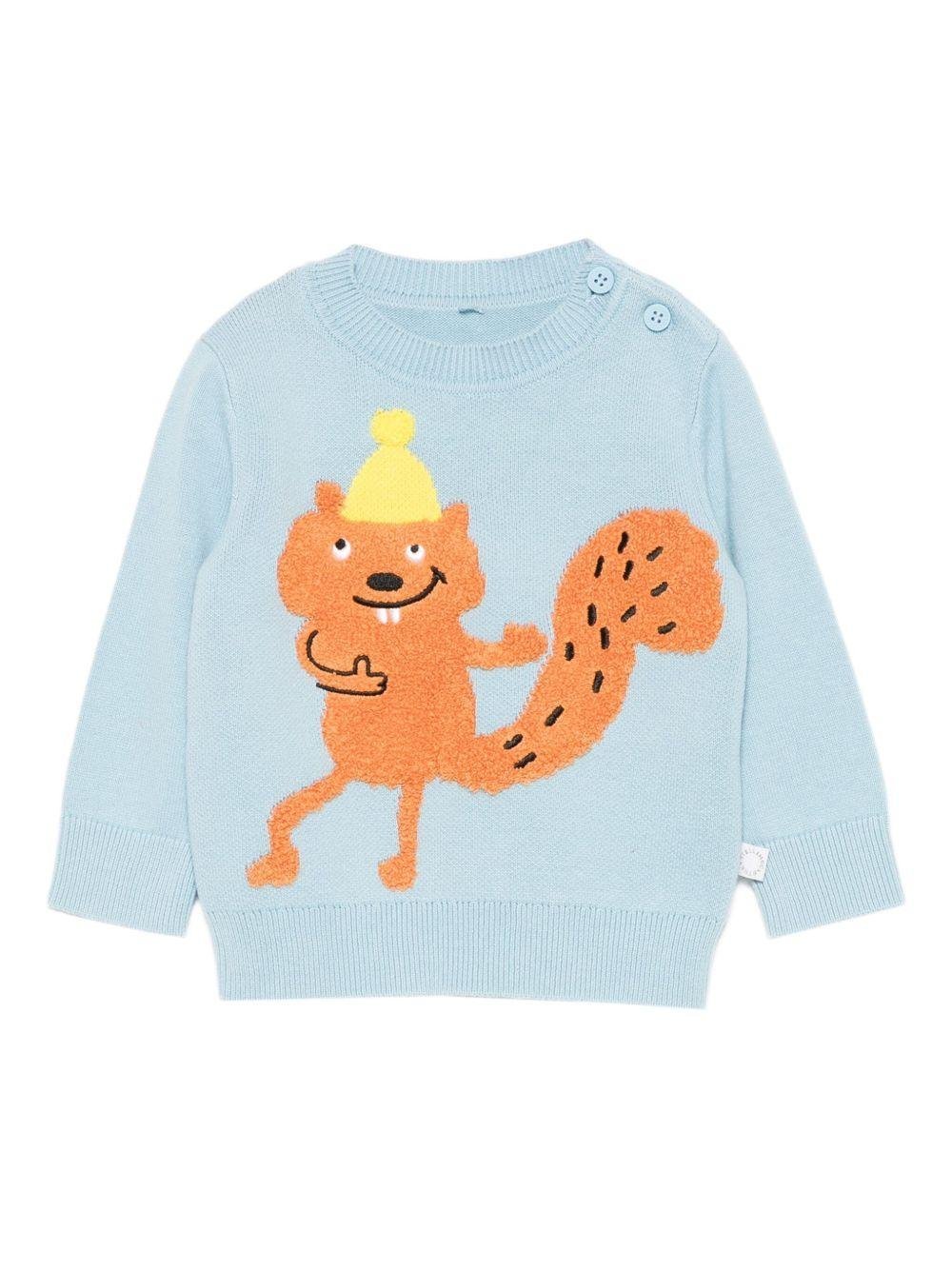 MAGLIONE AZZURRO CON RICAMO SCOIATTOLO STELLA MCCARTNEY - Angel Luxury