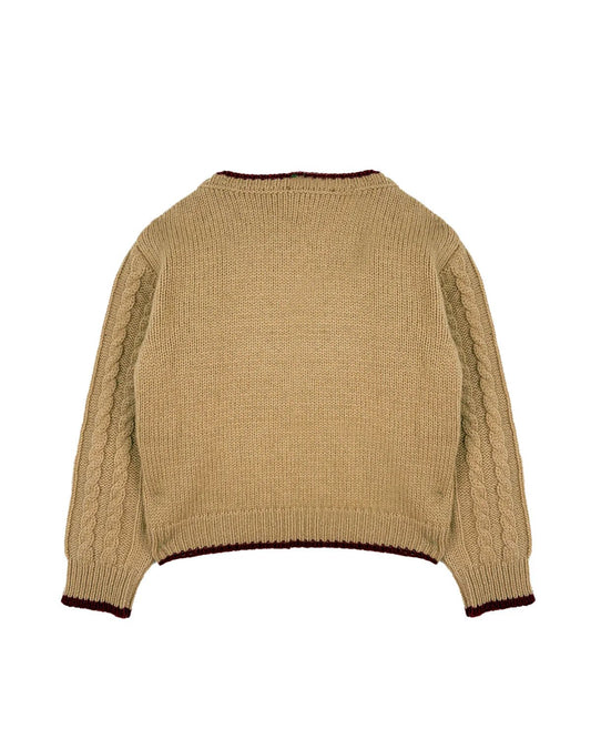 MAGLIONE BEIGE CON CONTRASTO LOGO BIANCO ELISABETTA FRANCHI - Angel Luxury