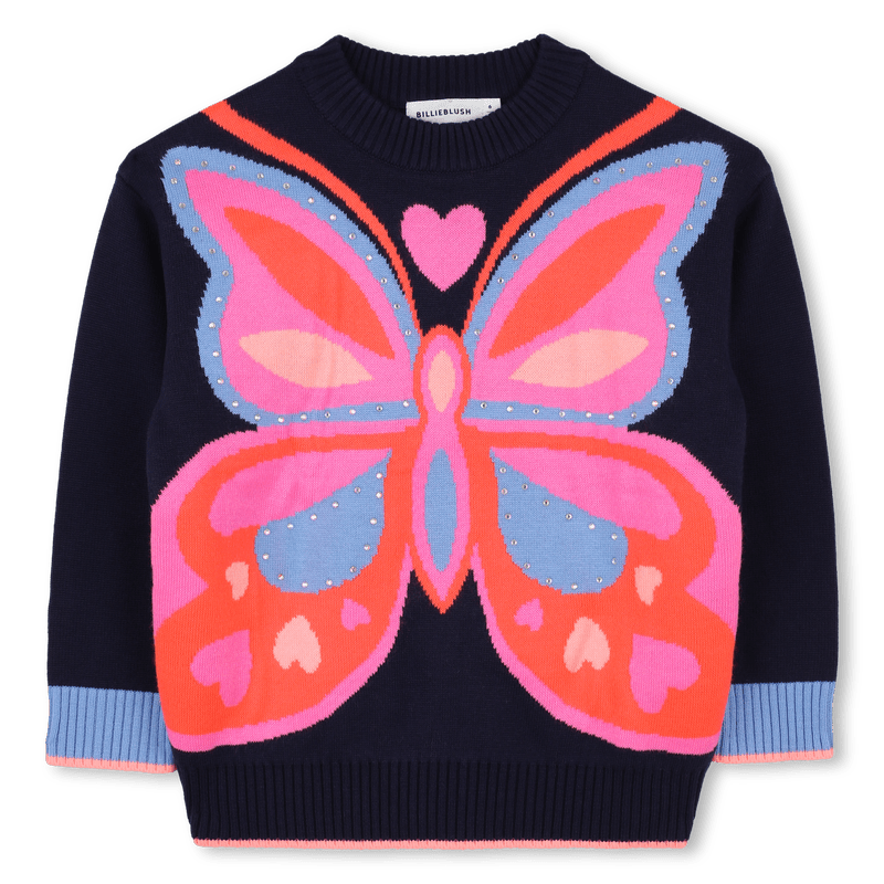 MAGLIONE BLU CON FARFALLA COLORATA BILLIEBLUSH - Angel Luxury
