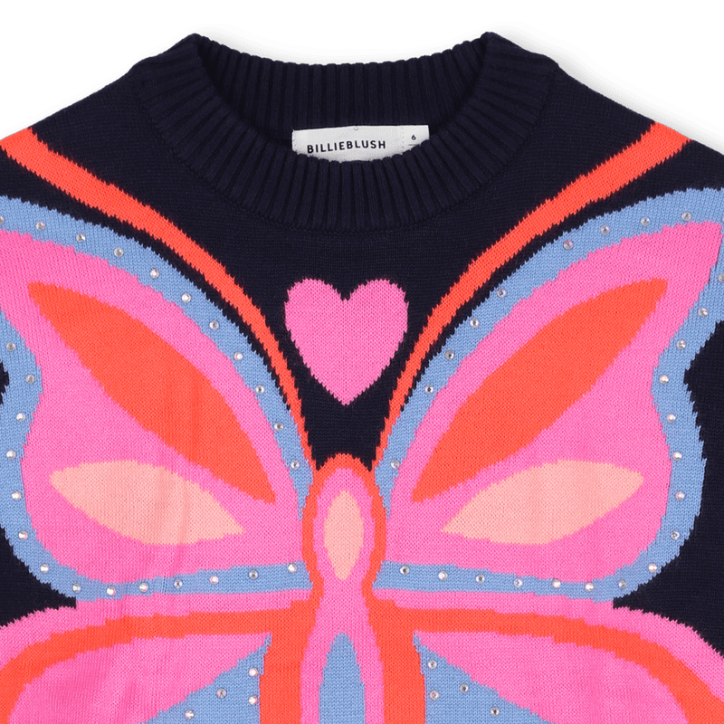 MAGLIONE BLU CON FARFALLA COLORATA BILLIEBLUSH - Angel Luxury