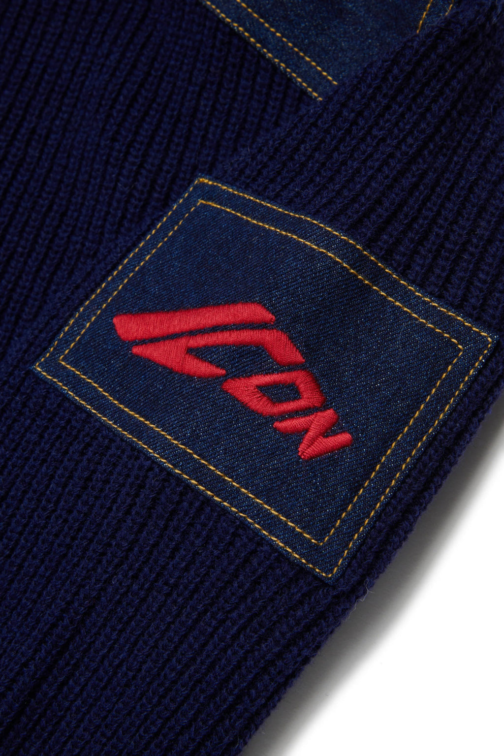 MAGLIONE BLU CON INSERETI IN DENIM CON LOGO ROSSO ICON DSQUARED2 - Angel Luxury