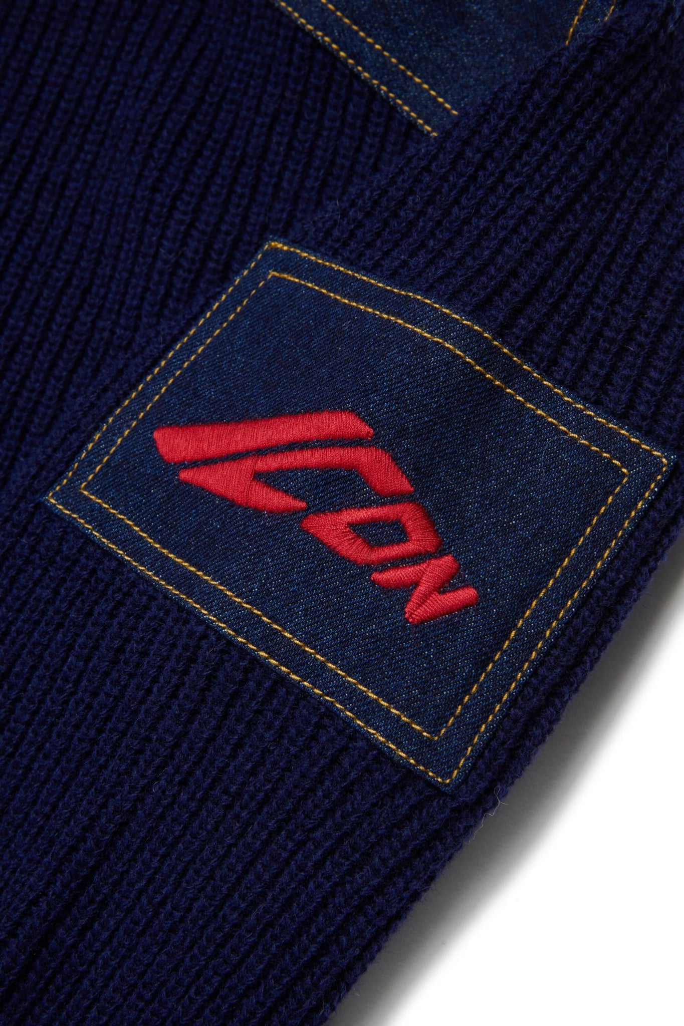 MAGLIONE BLU CON INSERETI IN DENIM CON LOGO ROSSO ICON DSQUARED2 - Angel Luxury