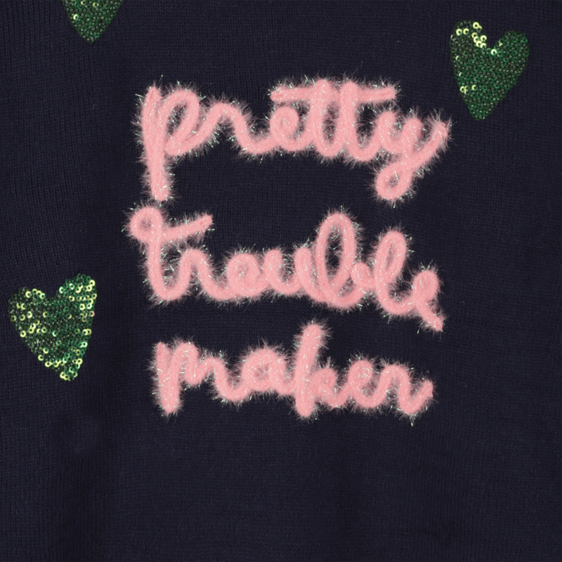 MAGLIONE BLU/FUCSIA CON SCRITTA BILLIEBLUSH - Angel Luxury