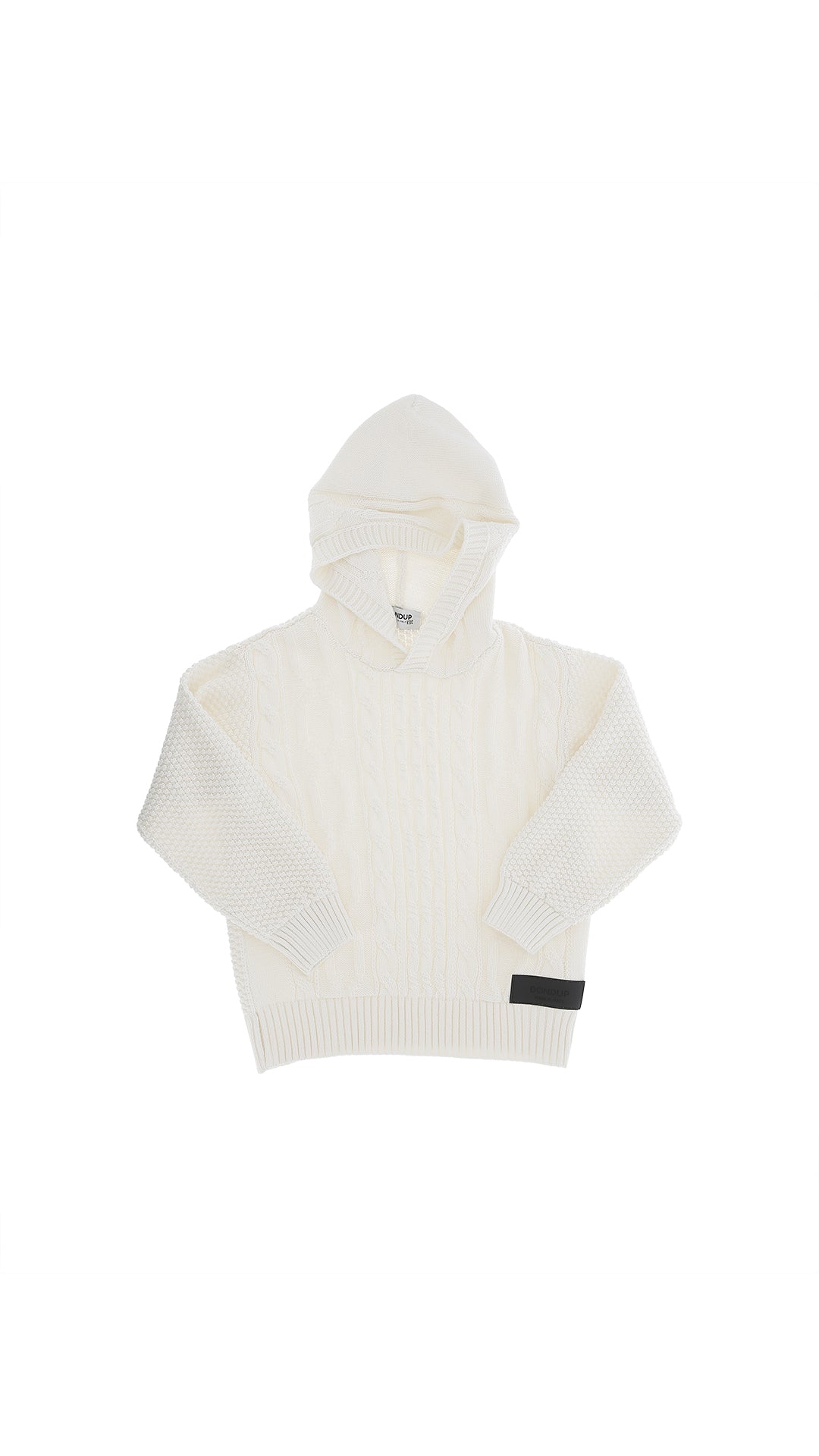 MAGLIONE CON CAPPUCCIO PANNA CON LOGO NERO DONDUP - Angel Luxury