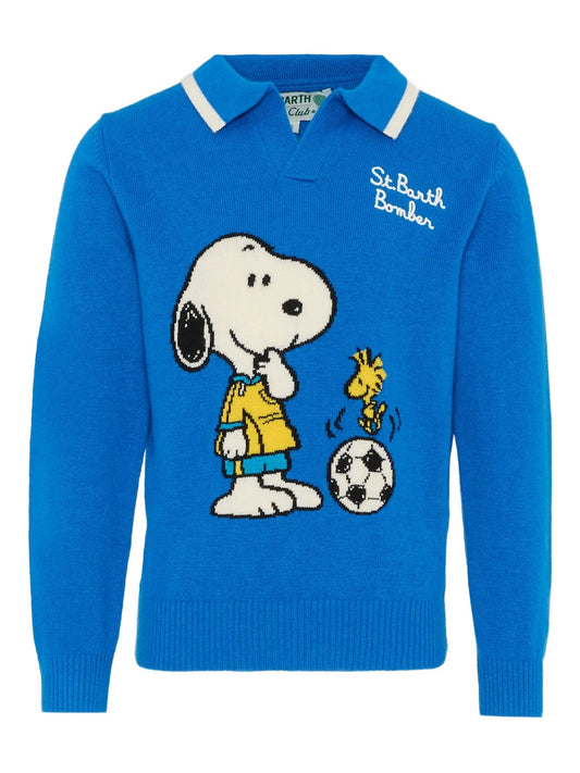 MAGLIONE CON COLLETTO BLU CON SNOOPY MC2 SAINT BARTH - Angel Luxury