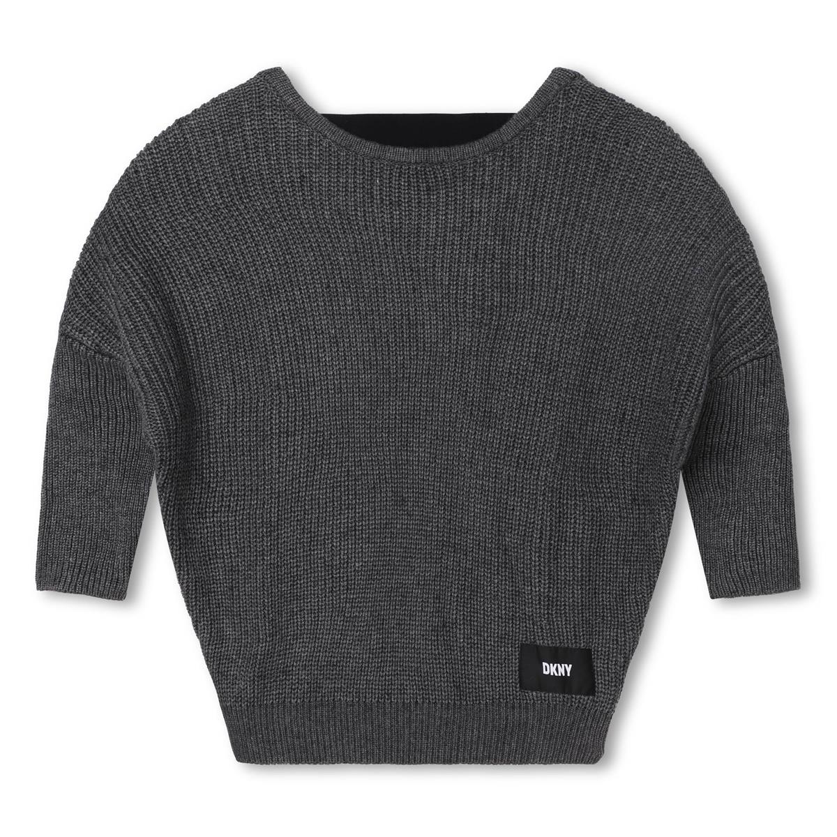 MAGLIONE CON SCOLLO SUL RETRO GRIGIO DKNY - Angel Luxury