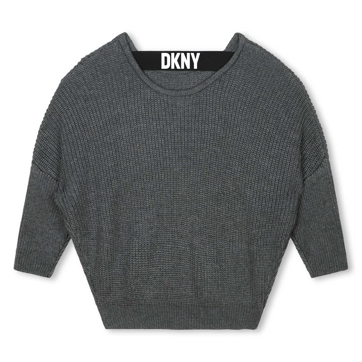 MAGLIONE CON SCOLLO SUL RETRO GRIGIO DKNY - Angel Luxury