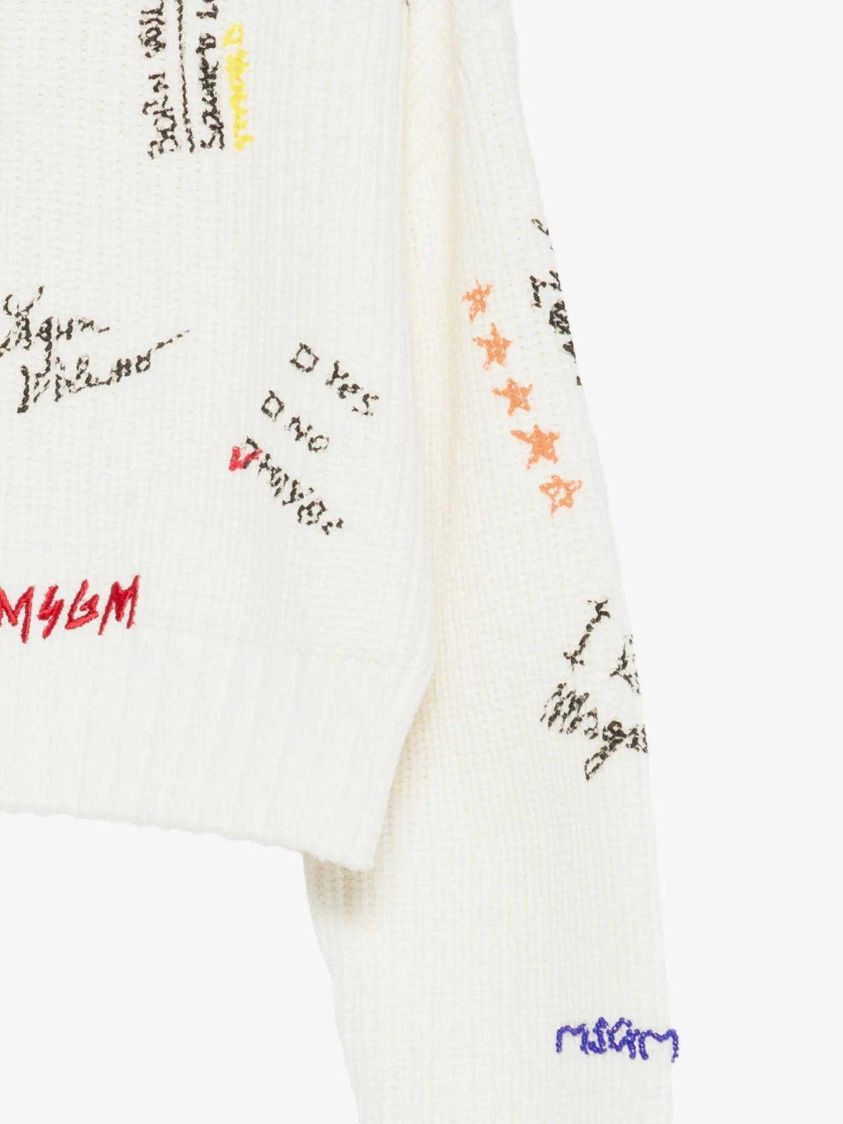 MAGLIONE CROPPED BIANCO LOGATO MSGM - Angel Luxury