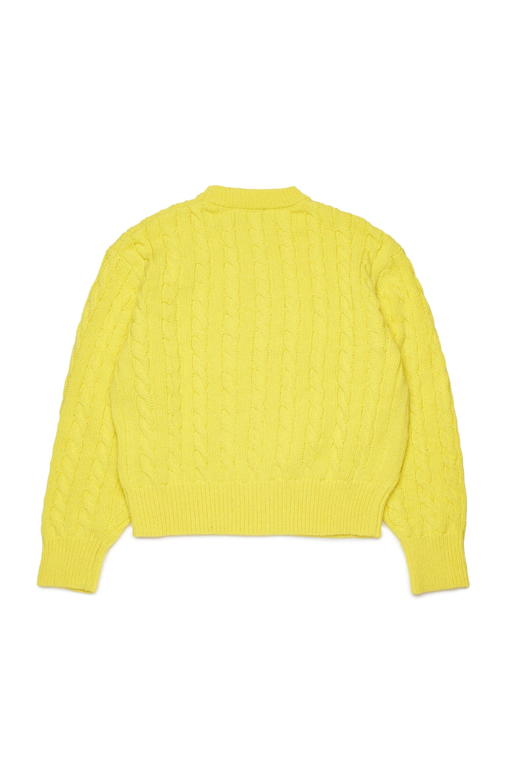 MAGLIONE IN TRECCIATO GIALLO CON TASCA MARRONE CON LOGO DSQUARED2 - Angel Luxury