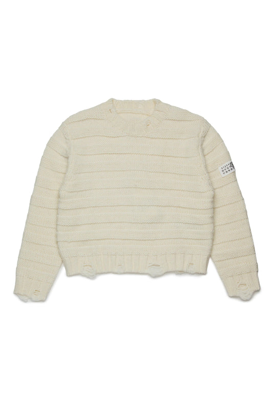 MAGLIONE INTRECCIATO PANNA MAISON MARGIELA - Angel Luxury