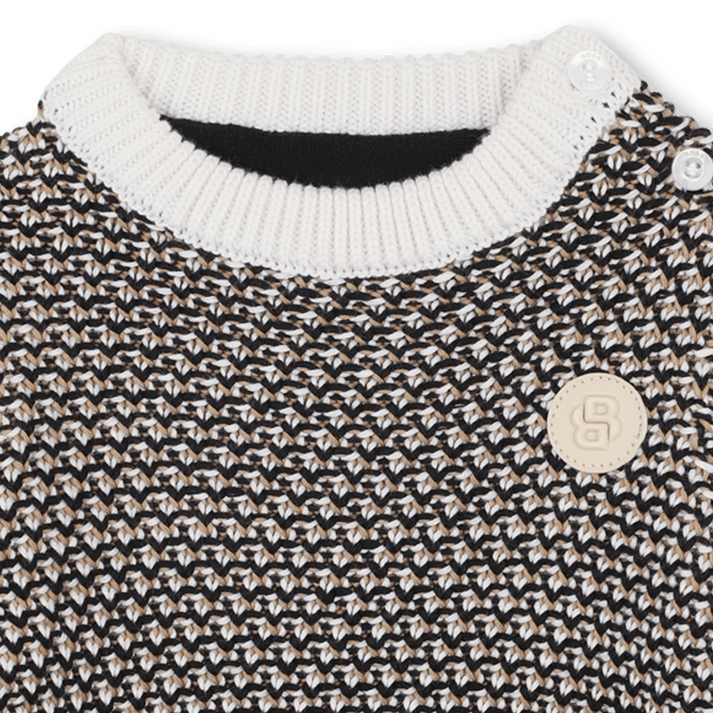MAGLIONE INTRECCIATO TRICOLORE CON LOGO IN GOMMA HUGO BOSS - Angel Luxury