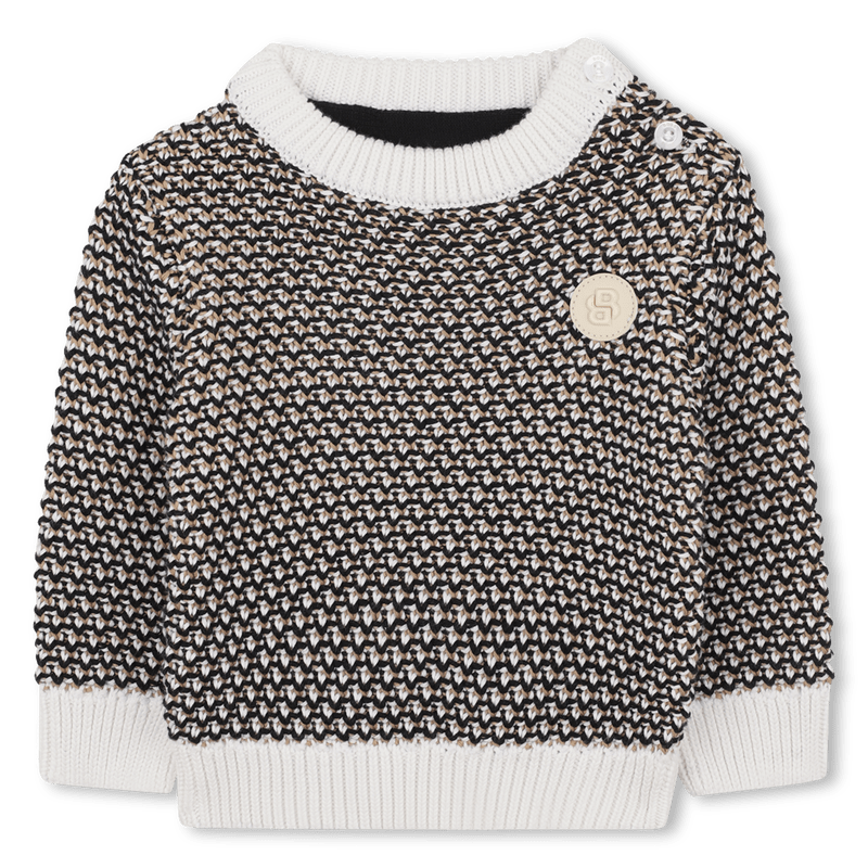 MAGLIONE INTRECCIATO TRICOLORE CON LOGO IN GOMMA HUGO BOSS - Angel Luxury