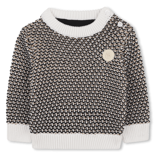 MAGLIONE INTRECCIATO TRICOLORE CON LOGO IN GOMMA HUGO BOSS - Angel Luxury