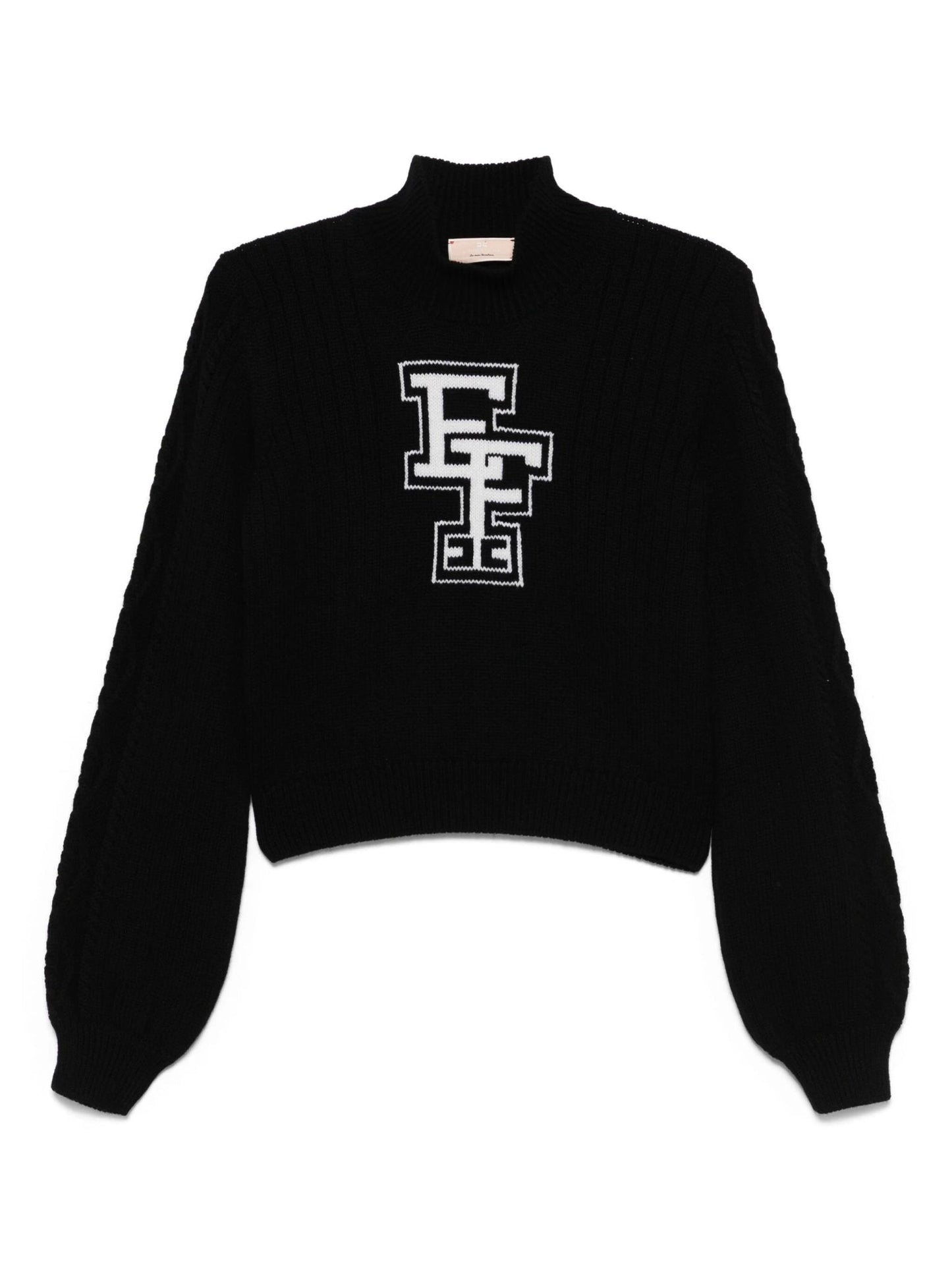 MAGLIONE NERO CON LOGO BURRO ELISABETTA FRANCHI - Angel Luxury