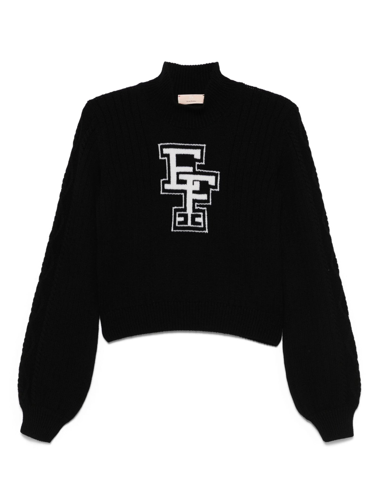 MAGLIONE NERO CON LOGO BURRO ELISABETTA FRANCHI - Angel Luxury