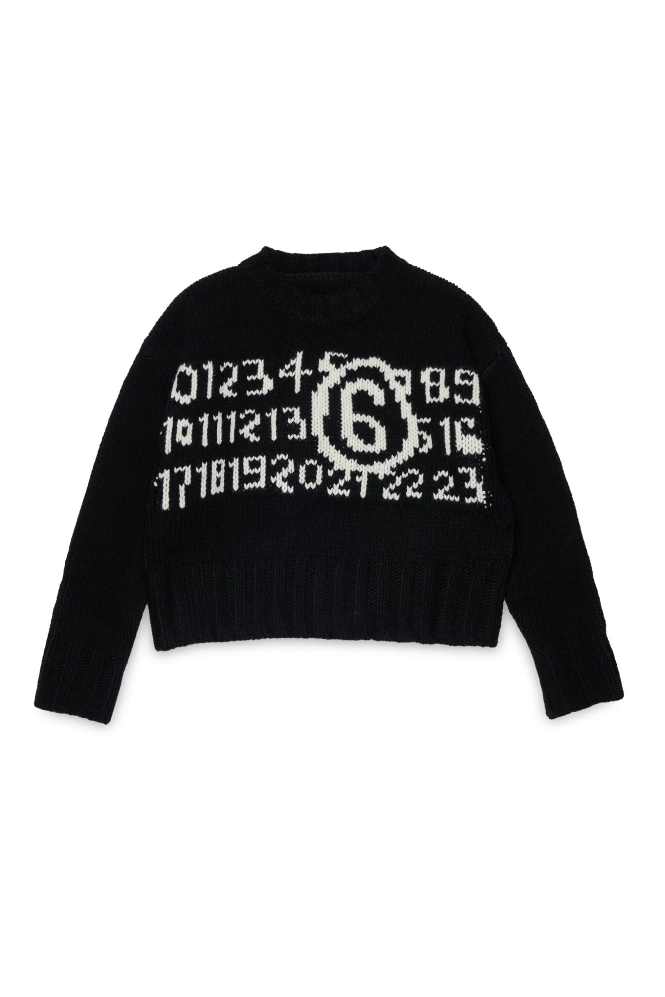 MAGLIONE NERO CON LOGO NUMERICO BIANCO MAISON MARGIELA - Angel Luxury