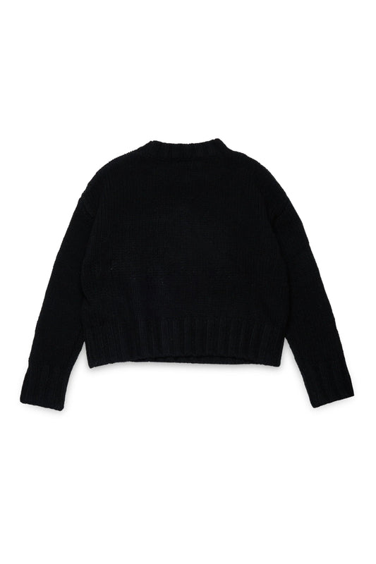 MAGLIONE NERO CON LOGO NUMERICO BIANCO MAISON MARGIELA - Angel Luxury