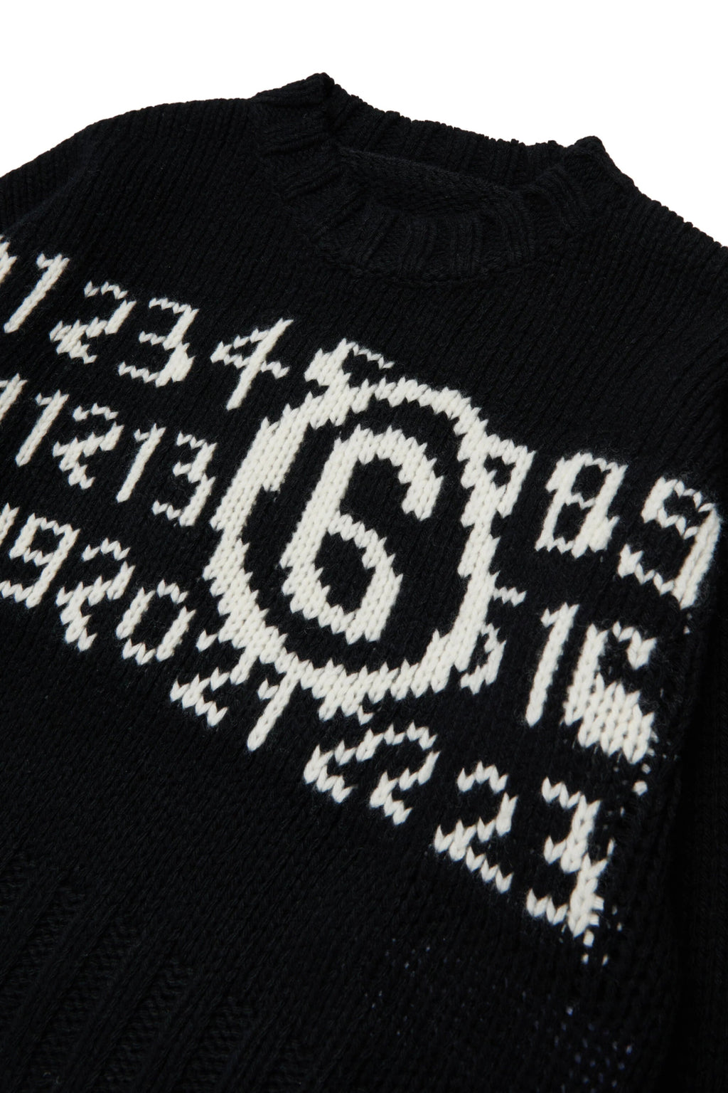MAGLIONE NERO CON LOGO NUMERICO BIANCO MAISON MARGIELA - Angel Luxury