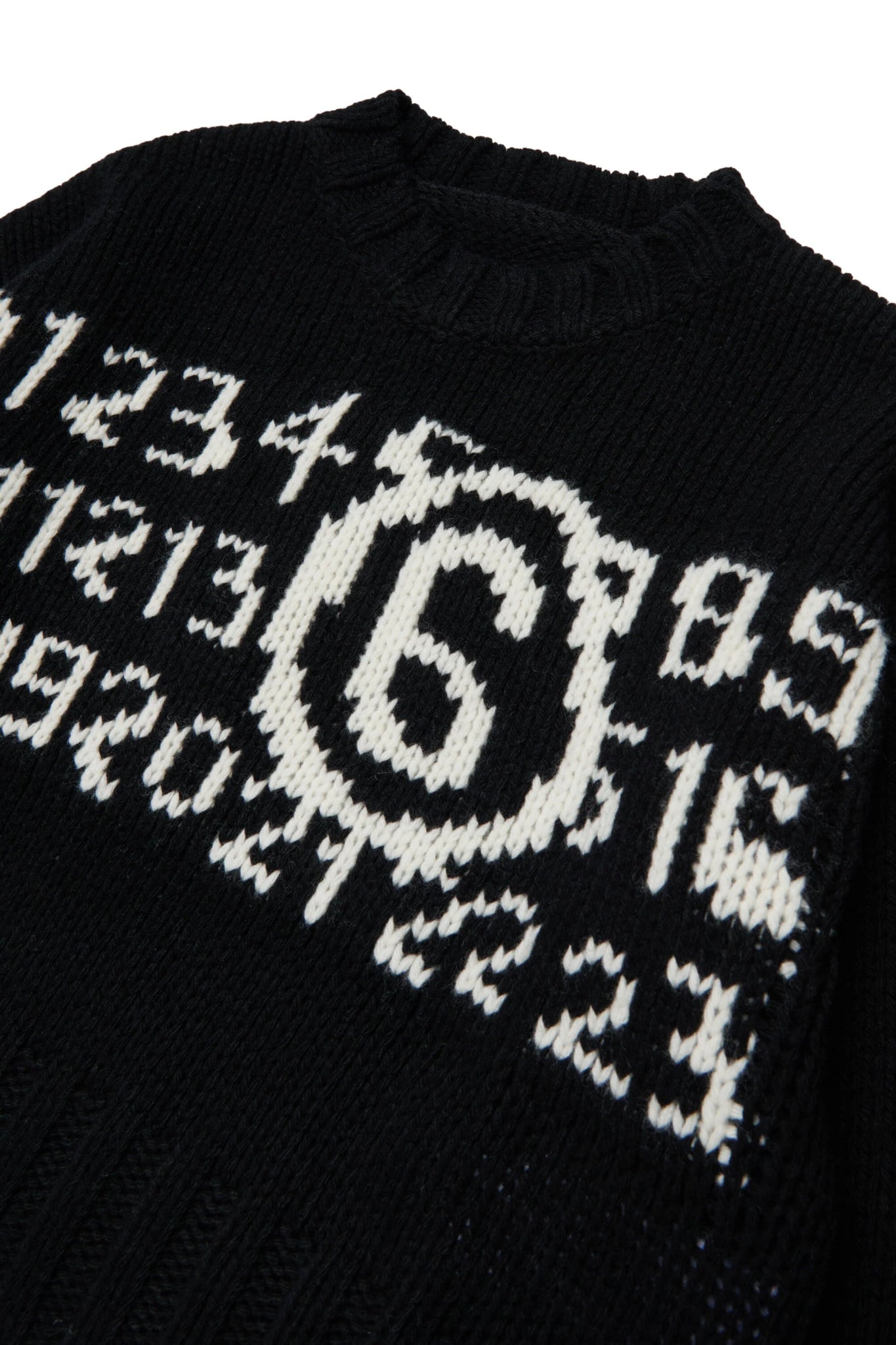 MAGLIONE NERO CON LOGO NUMERICO BIANCO MAISON MARGIELA - Angel Luxury