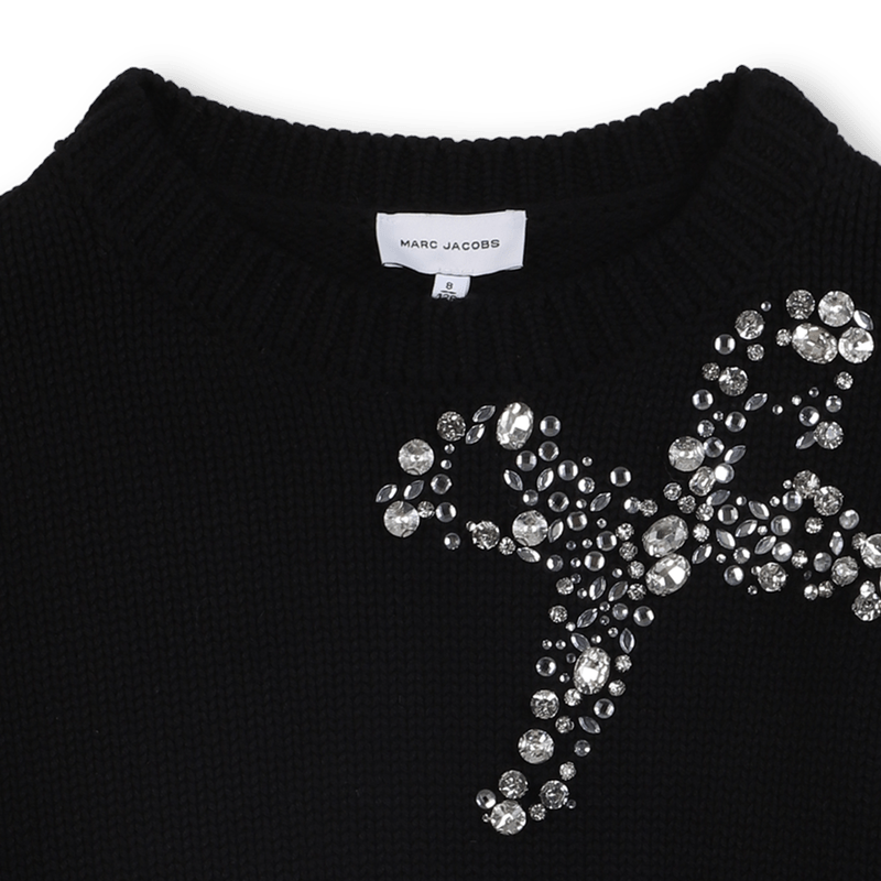 MAGLIONE NERO CON STRASS A FORMA DI FIOCCO MARC JACOBS - Angel Luxury