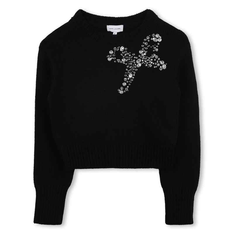 MAGLIONE NERO CON STRASS A FORMA DI FIOCCO MARC JACOBS - Angel Luxury