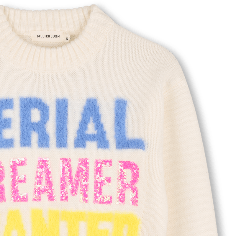 MAGLIONE PANNA/ROSA CON SCRITTE COLORATE BILLIEBLUSH - Angel Luxury