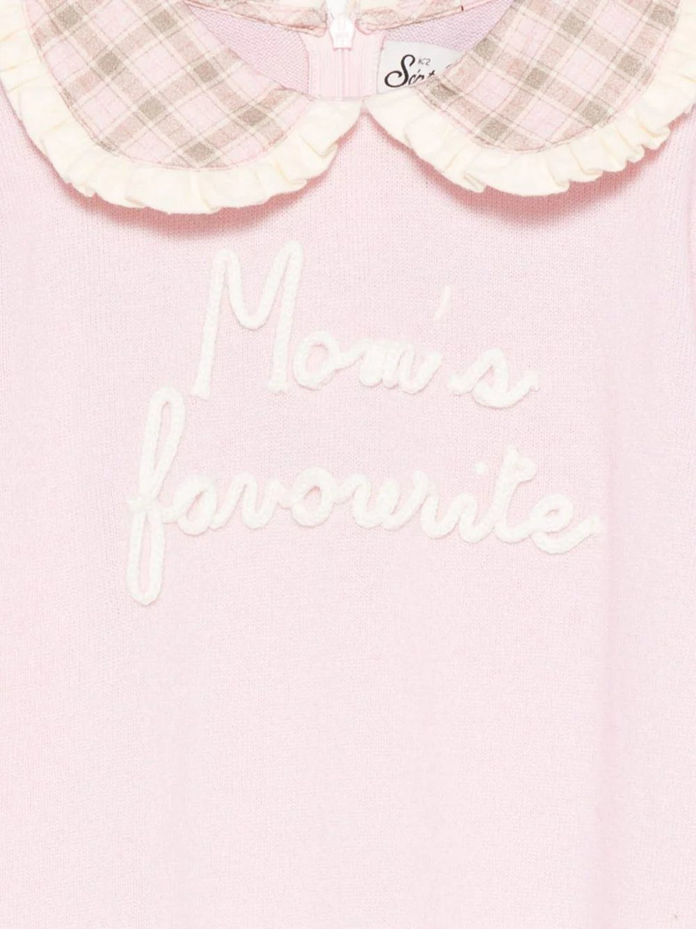 MAGLIONE ROSA CHIARO CON COLLETTO A QUADRETTI CON RICAMO "MOM'S FAVOURITE" DI MC2 SAINT BARTH - Angel Luxury