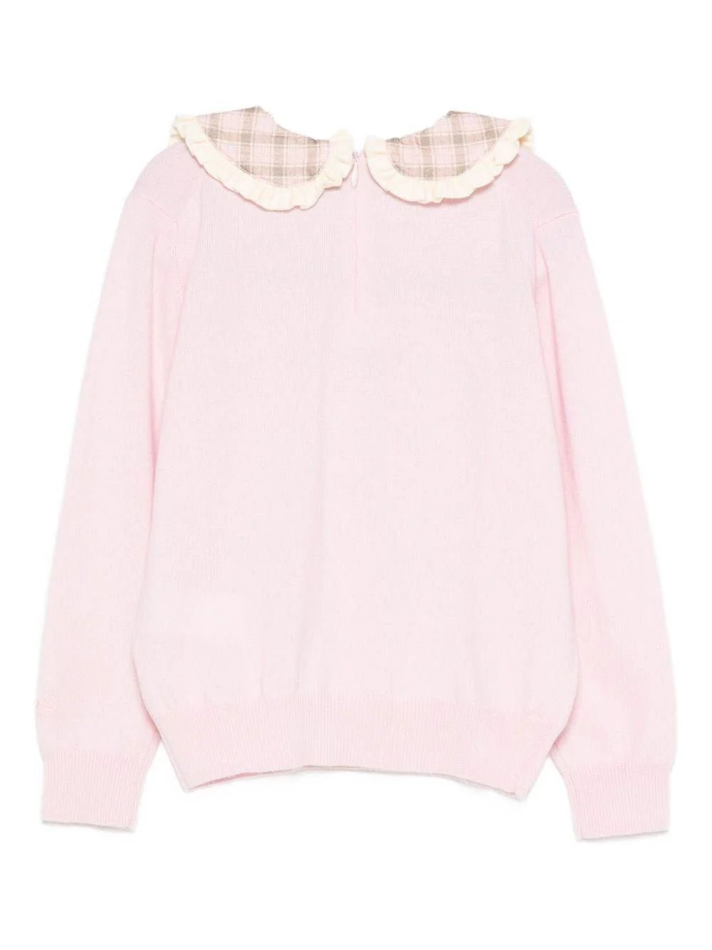 MAGLIONE ROSA CHIARO CON COLLETTO A QUADRETTI CON RICAMO "MOM'S FAVOURITE" DI MC2 SAINT BARTH - Angel Luxury