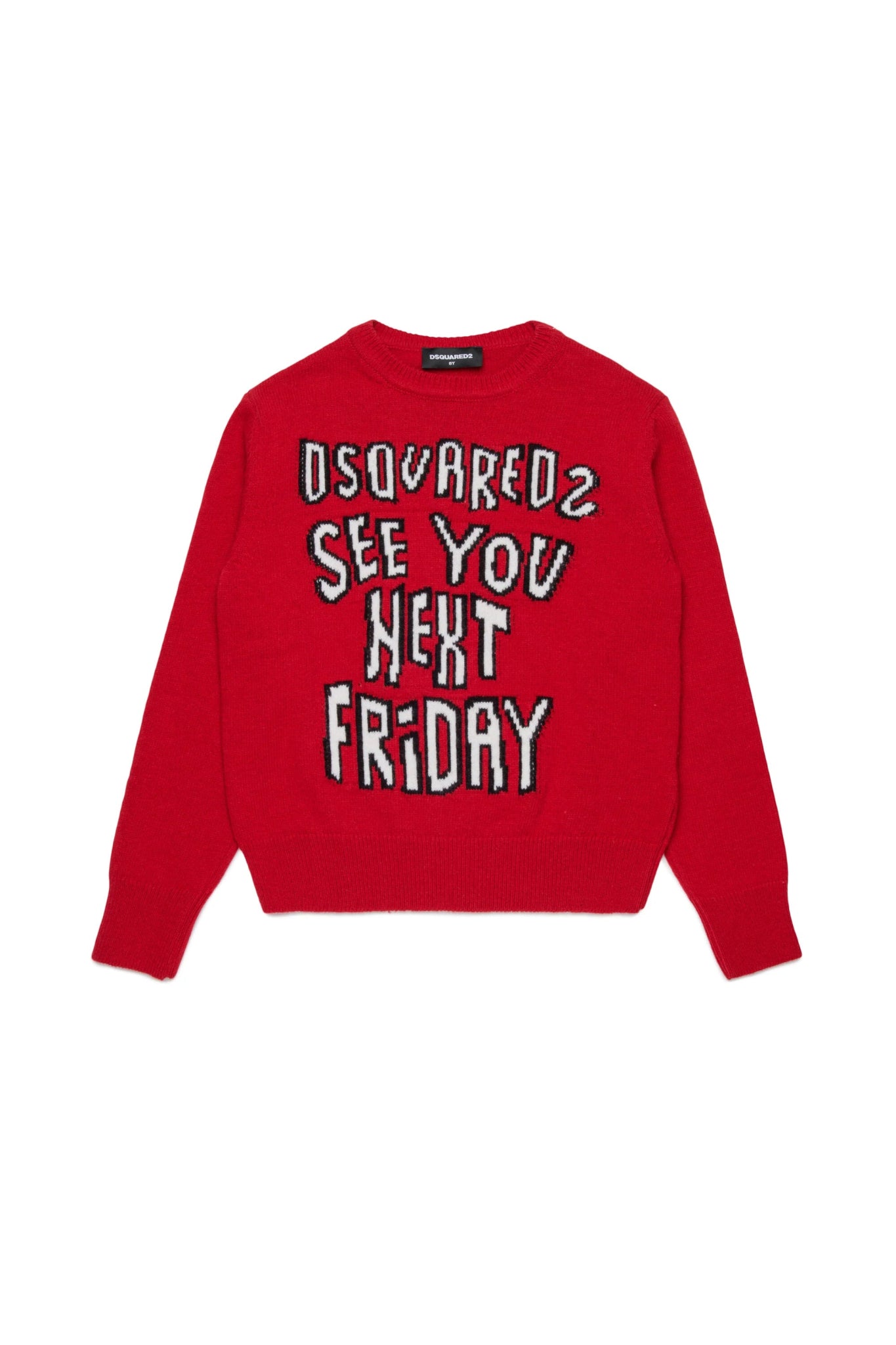 MAGLIONE ROSSO CON LOGO BIANCO DSQUARED2 - Angel Luxury