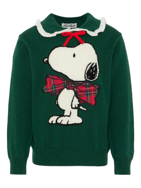 MAGLIONE VERDE CON COLLETTO IN RUCHES SNOOPY MC2 SAINT BARTH - Angel Luxury
