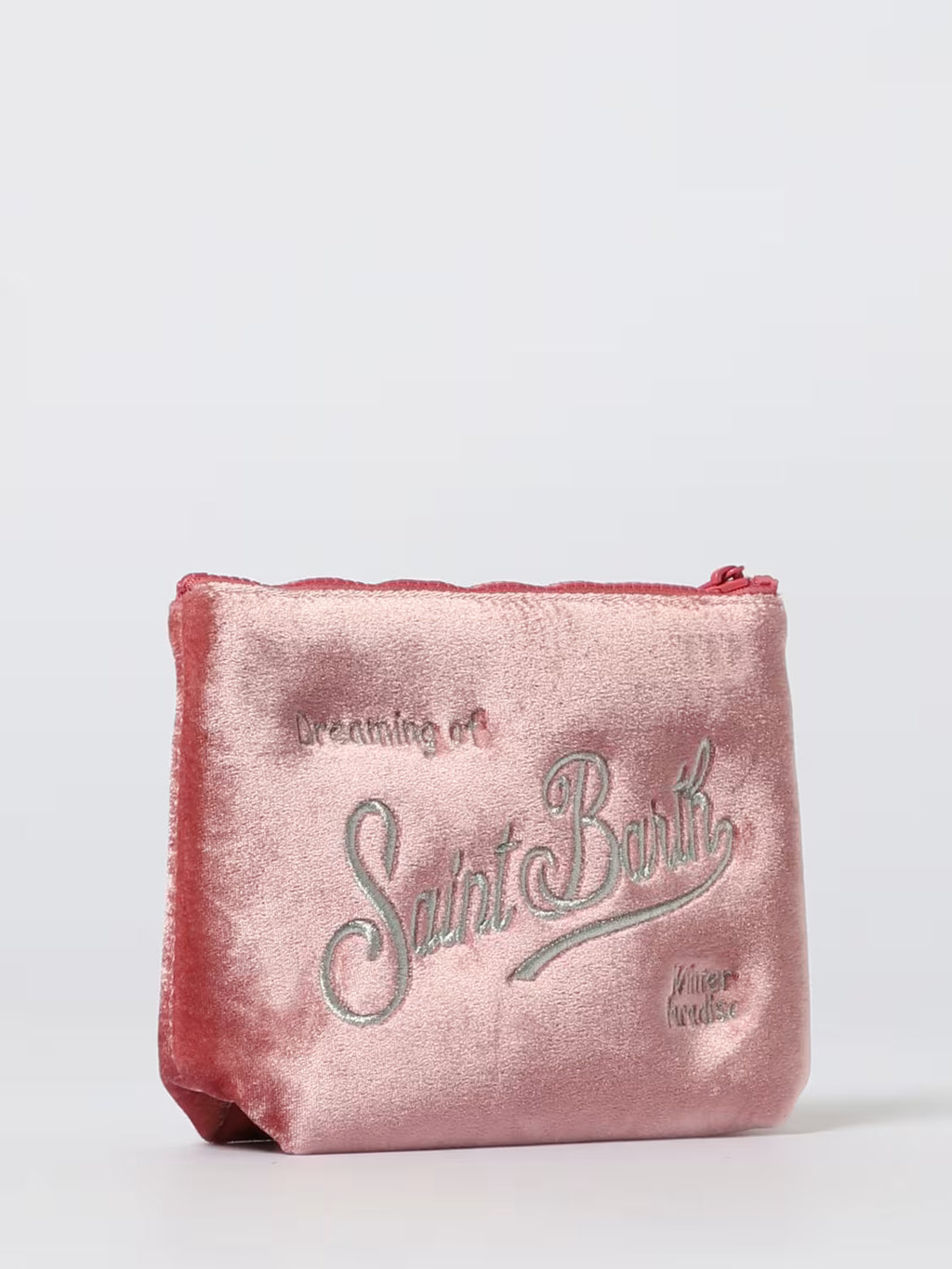 POCHETTE IN VELLUTO ROSA CON LOGO ARGENTO MC2 SAINT BARTH
