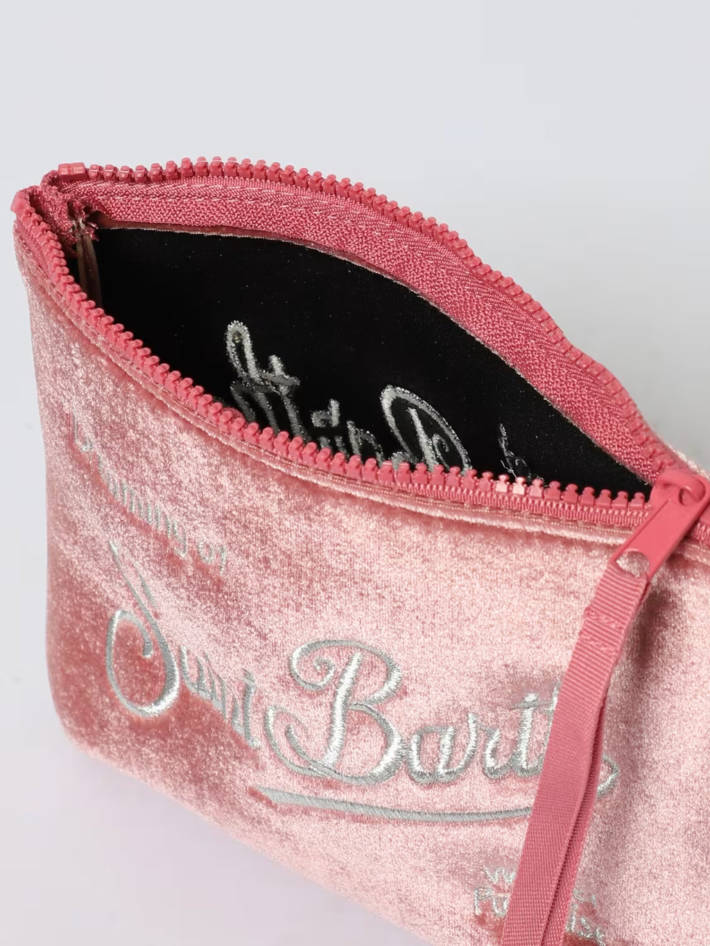 POCHETTE IN VELLUTO ROSA CON LOGO ARGENTO MC2 SAINT BARTH