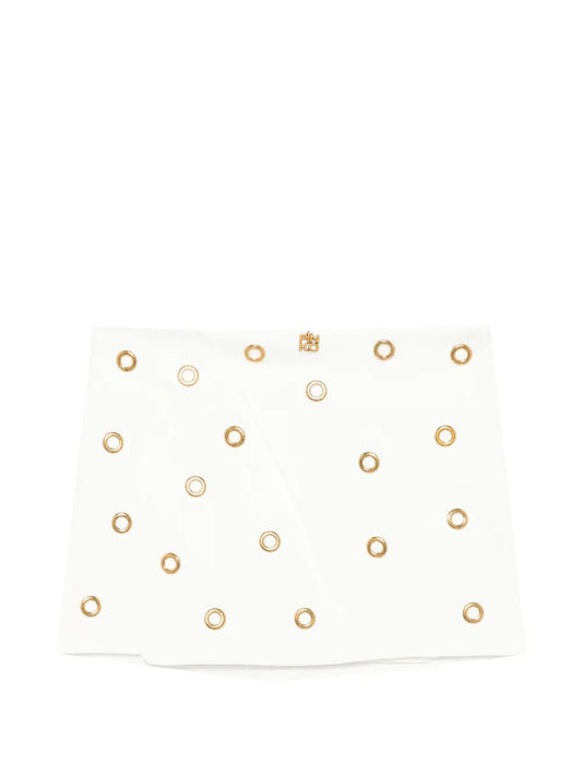 MINIGONNA BIANCA CON OCCHIELLI ORO PINKO - Angel Luxury