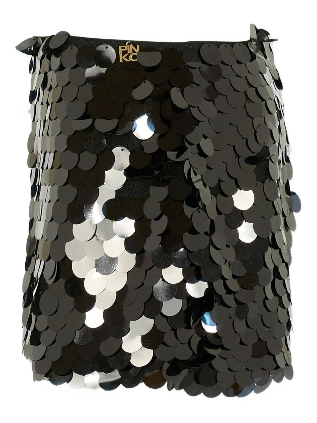 MINIGONNA CON PAILLETTES NERO LOGO ORO PINKO - Angel Luxury