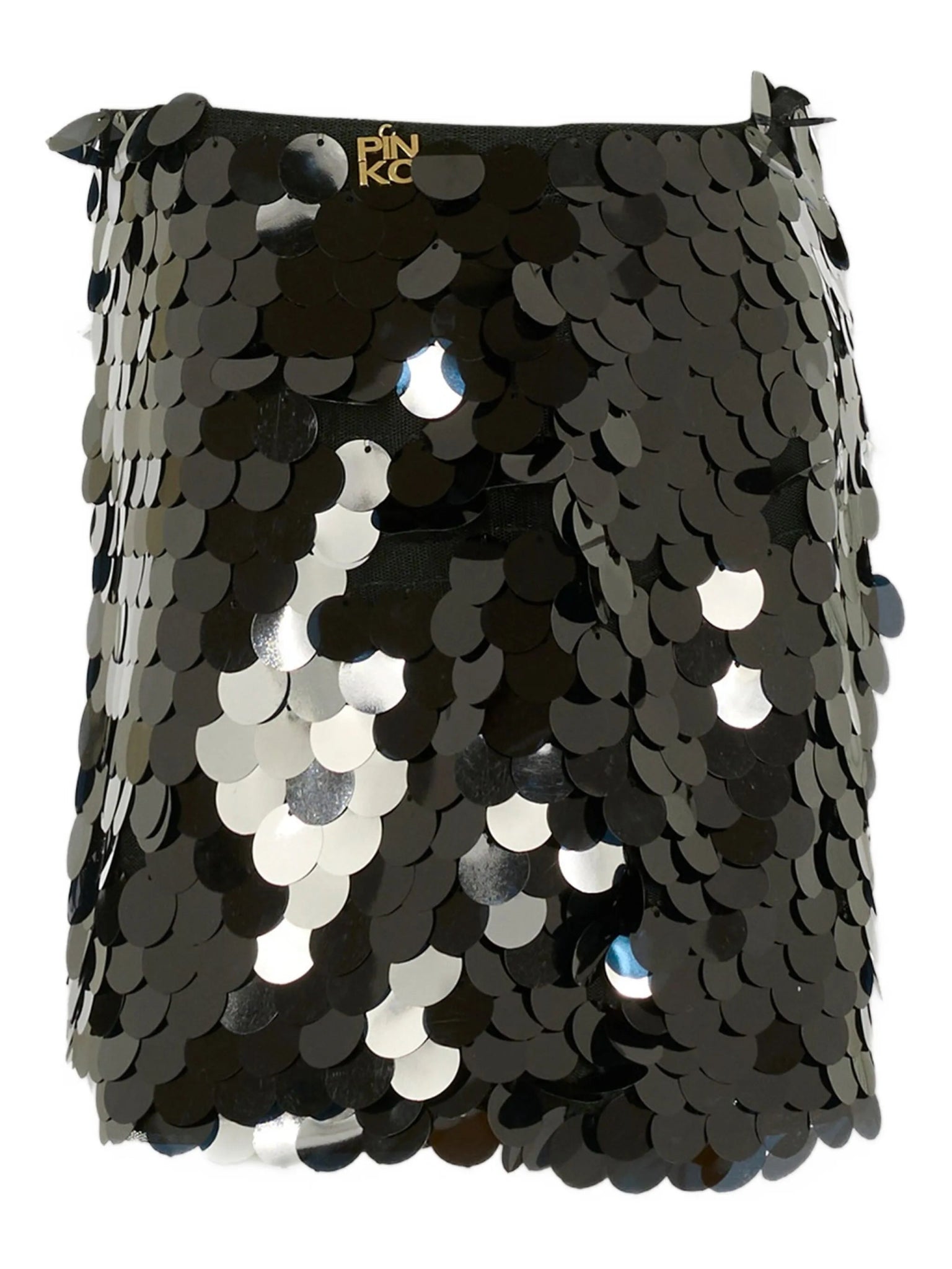 MINIGONNA CON PAILLETTES NERO LOGO ORO PINKO - Angel Luxury