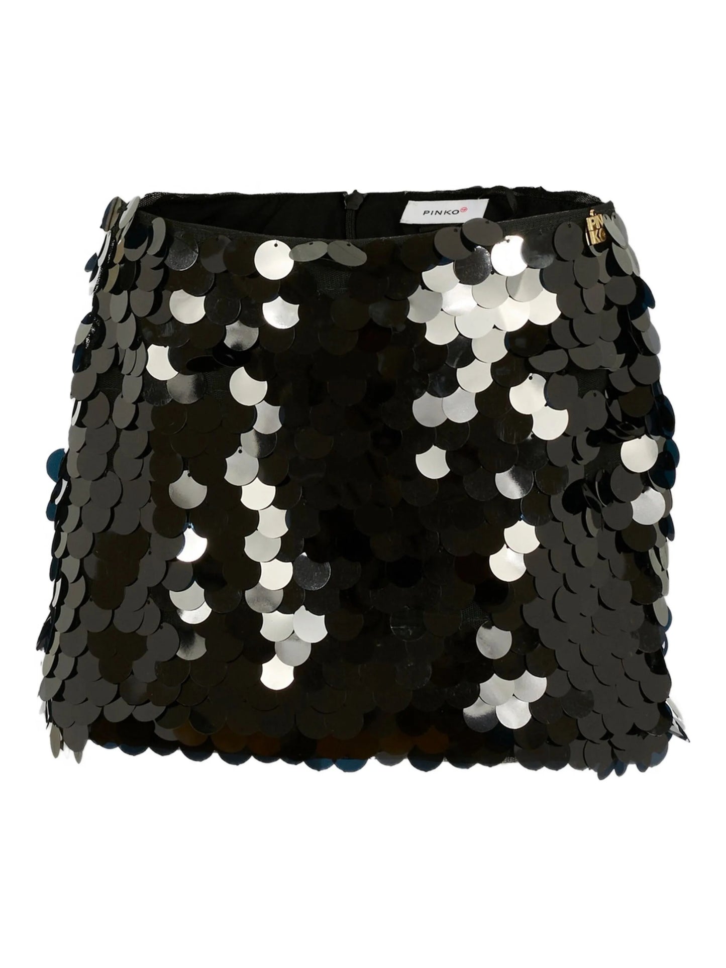 MINIGONNA CON PAILLETTES NERO LOGO ORO PINKO - Angel Luxury