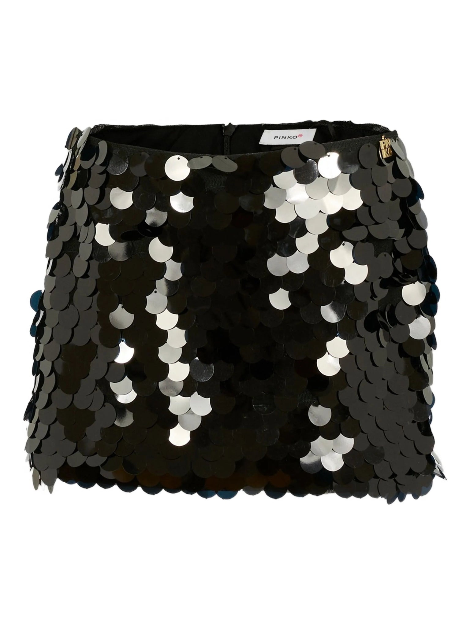 MINIGONNA CON PAILLETTES NERO LOGO ORO PINKO - Angel Luxury