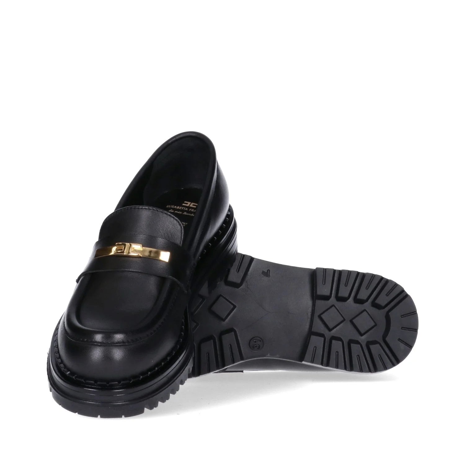 MOCASSINO NERO CON MORSETTO DORATO ELISABETTA FRANCHI - Angel Luxury