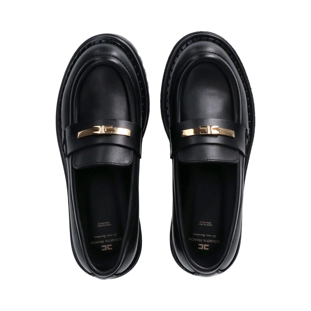 MOCASSINO NERO CON MORSETTO DORATO ELISABETTA FRANCHI - Angel Luxury