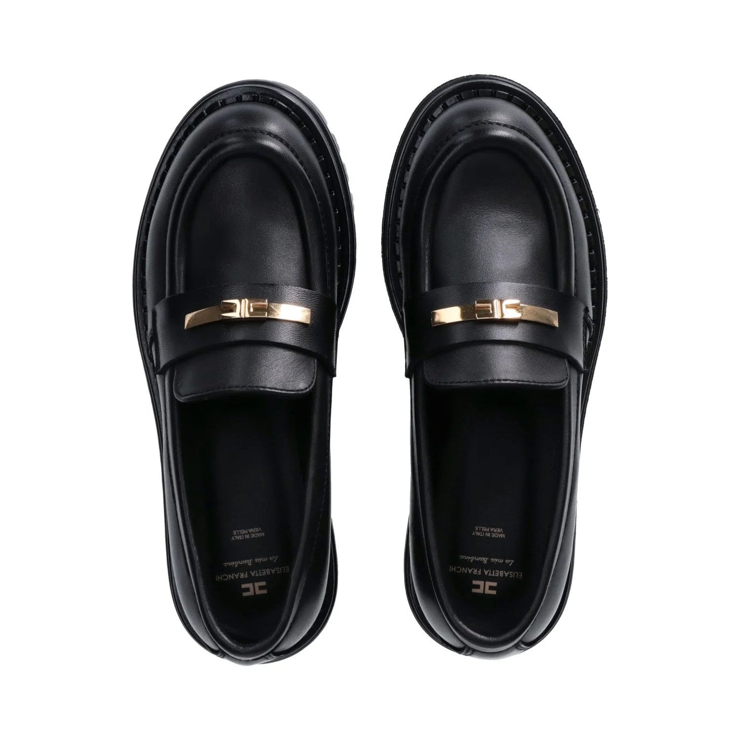 MOCASSINO NERO CON MORSETTO DORATO ELISABETTA FRANCHI - Angel Luxury