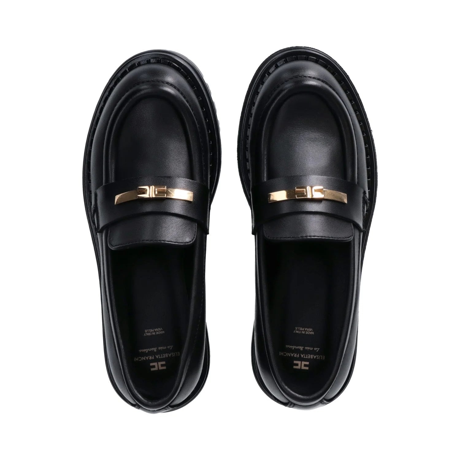 MOCASSINO NERO CON MORSETTO DORATO ELISABETTA FRANCHI - Angel Luxury