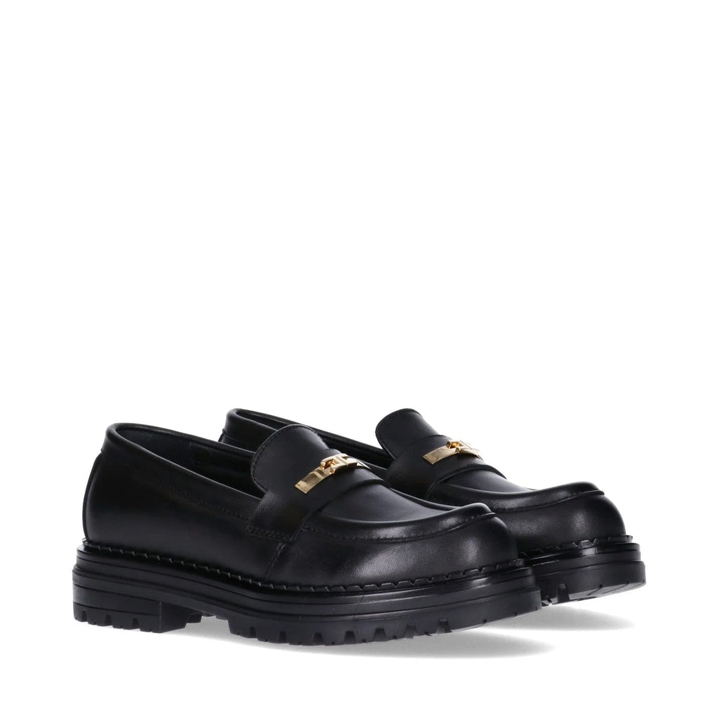 MOCASSINO NERO CON MORSETTO DORATO ELISABETTA FRANCHI - Angel Luxury