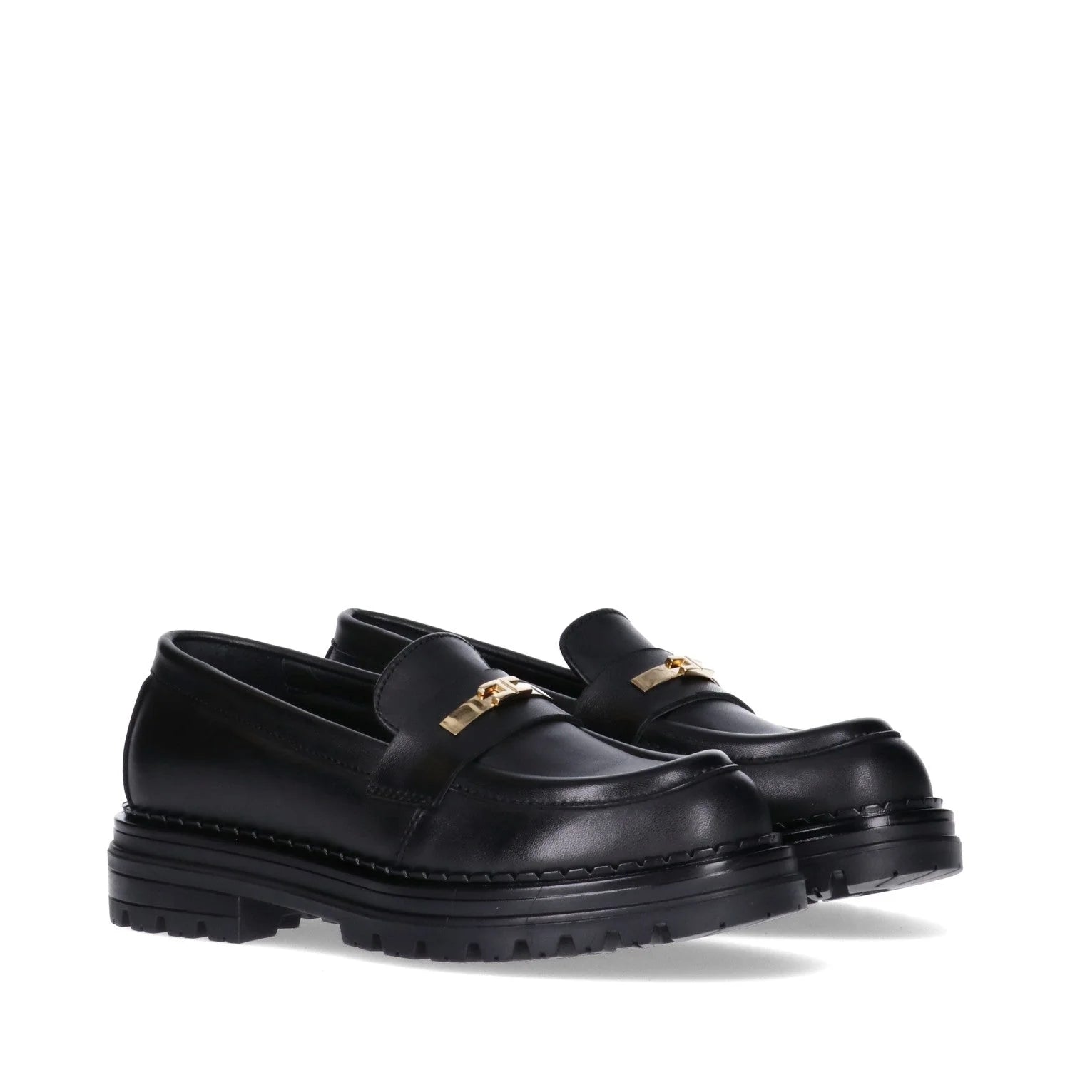 MOCASSINO NERO CON MORSETTO DORATO ELISABETTA FRANCHI - Angel Luxury
