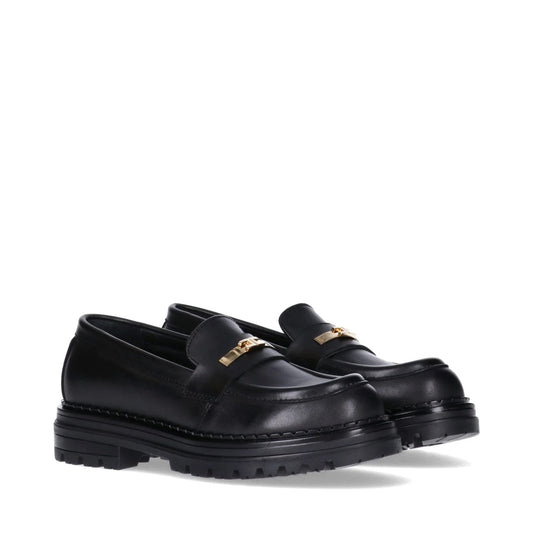 MOCASSINO NERO CON MORSETTO DORATO ELISABETTA FRANCHI - Angel Luxury
