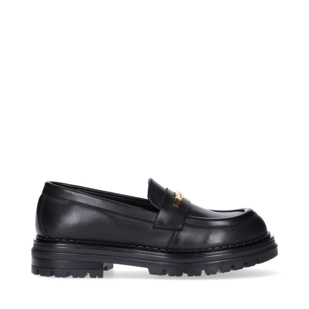 MOCASSINO NERO CON MORSETTO DORATO ELISABETTA FRANCHI - Angel Luxury