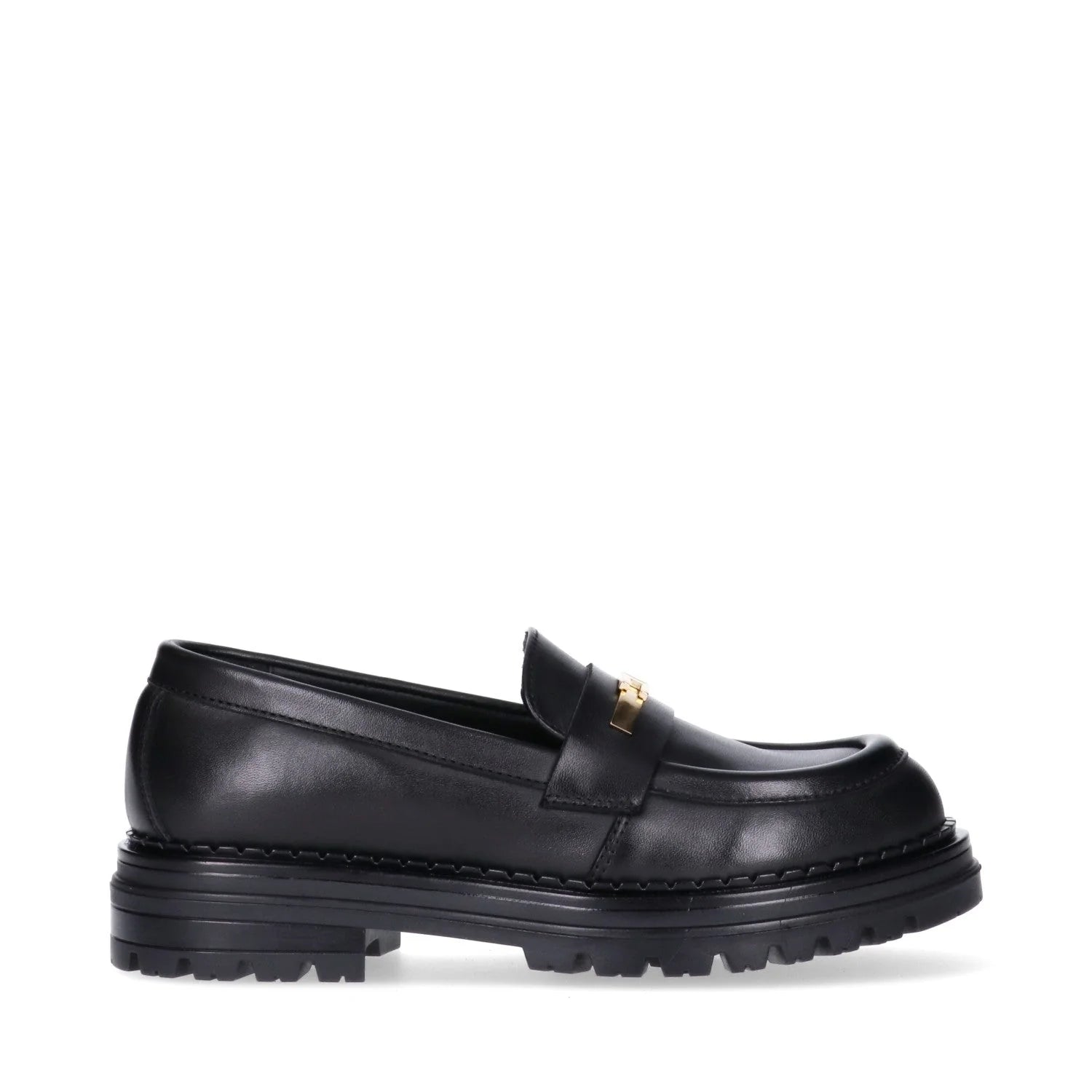 MOCASSINO NERO CON MORSETTO DORATO ELISABETTA FRANCHI - Angel Luxury