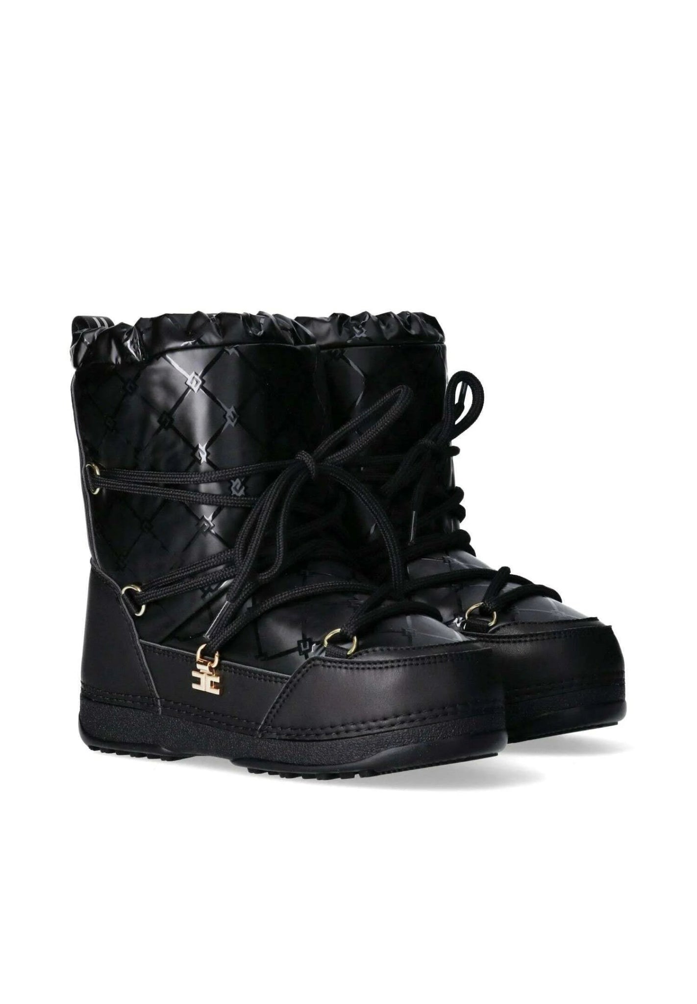 MOON BOOT NERO LOGATO ELISABETTA FRANCHI - Angel Luxury